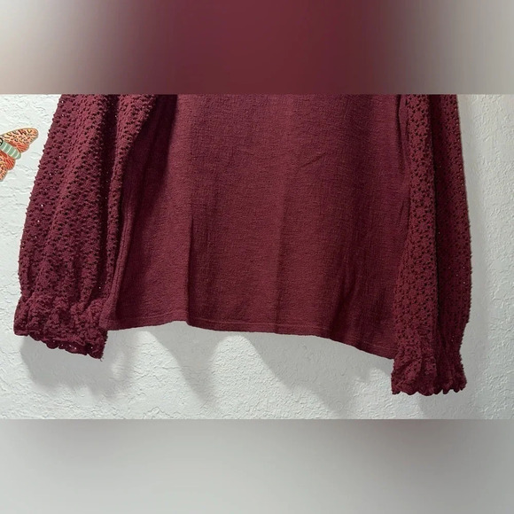 Texture and Thread (Madewell) Eyelet Mix Ruffle Sleeve Blouse - Picture 3 of 8